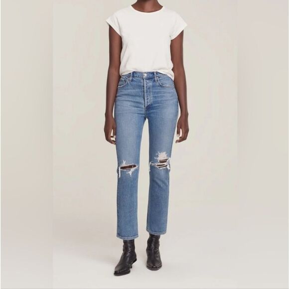 Agolde Riley Jeans in Light Wash Size 26 or 2 - Picture 3 of 16
